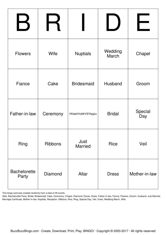 Bridal Shower Bingo Cards to Download, Print and Customize!