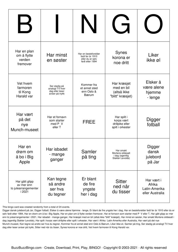 Download Free Custom Bingo Cards Download Free Custom Bingo Cards