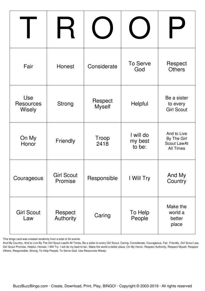 Download Free GS Law & Promise Bingo Cards Download Free GS Law & Promise Bingo Cards