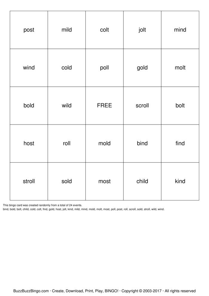 Irregular Vowel Bingo Bingo Cards to Download, Print and Customize!