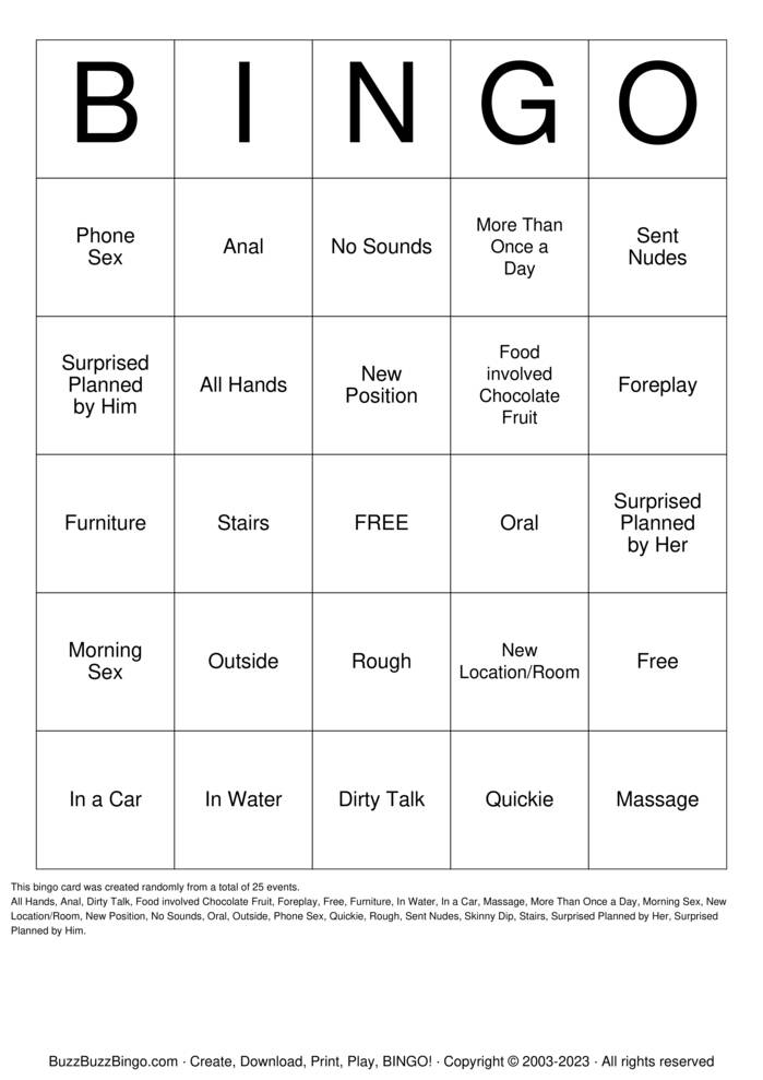 Download Free Sex Challenge Bingo Cards