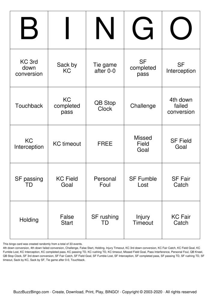 Super Bowl LIV Bingo Cards to Download, Print and Customize!