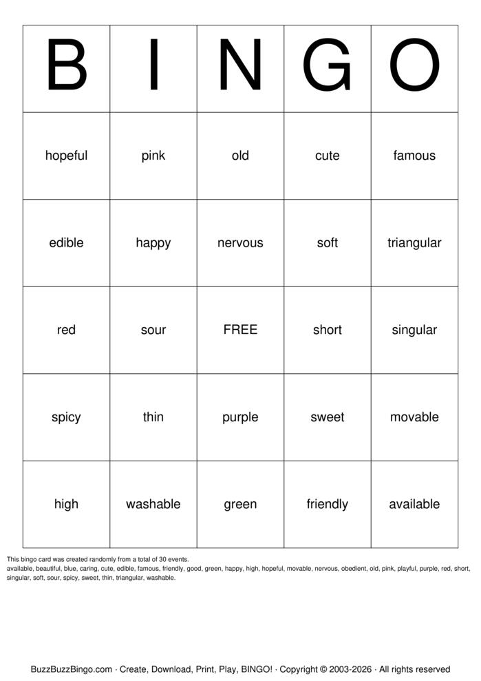 Download Free Custom Bingo Cards