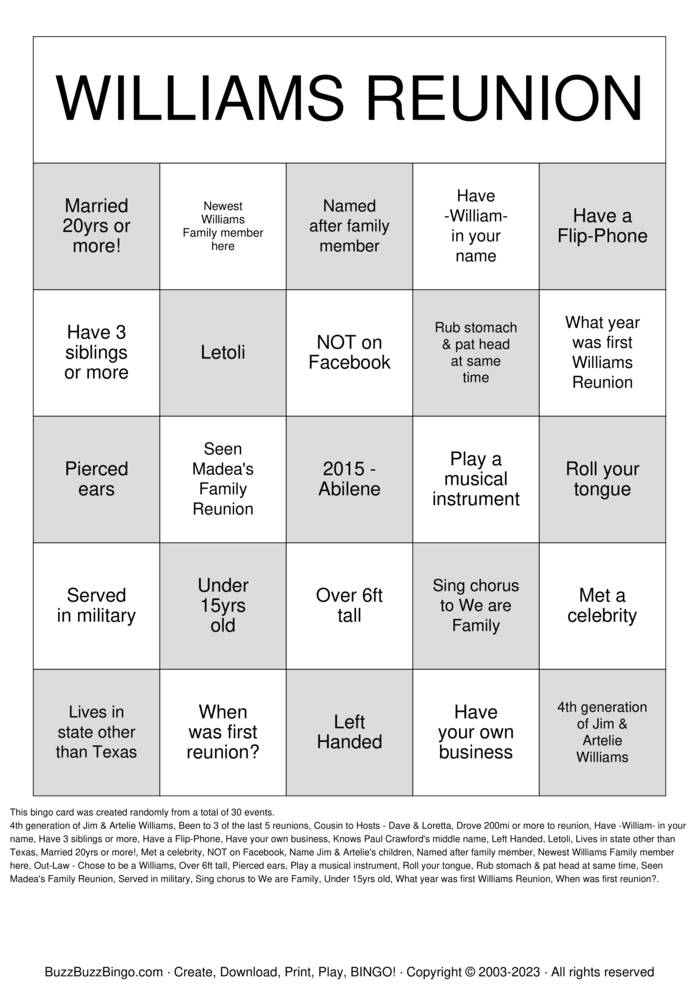 Download Free Custom Bingo Cards