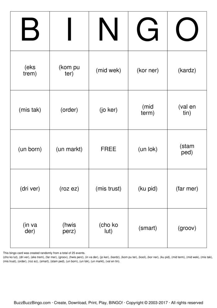 Download Free Custom Bingo Cards Download Free Custom Bingo Cards