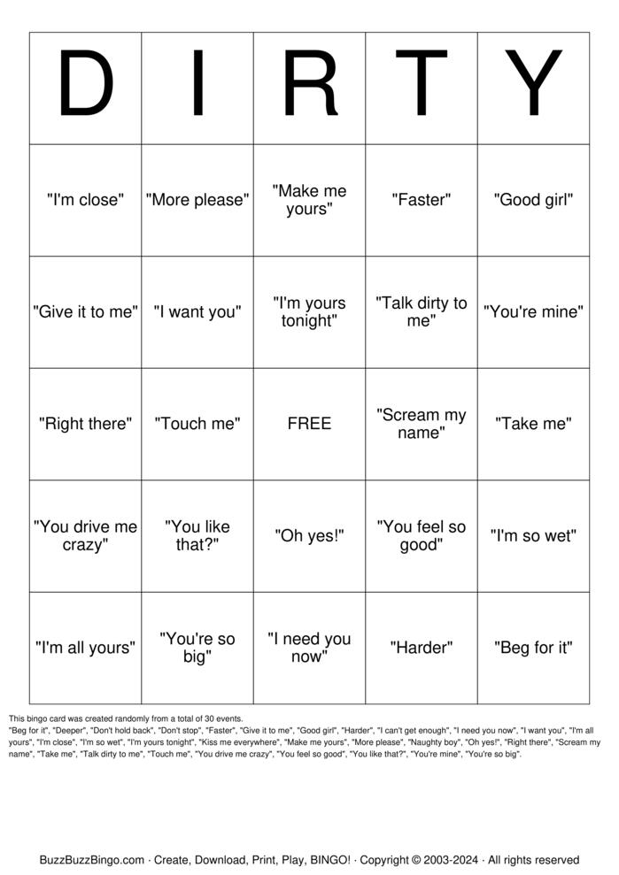 Download Free Dirty Talk Bingo @ Diego's Bingo Cards Download Free Dirty Talk Bingo @ Diego's Bingo Cards