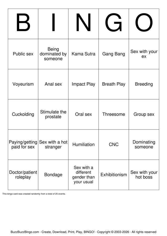 Download Free Fantasies You'd Like to Try/Have Tried Bingo Cards Download Free Fantasies You'd Like to Try/Have Tried Bingo Cards