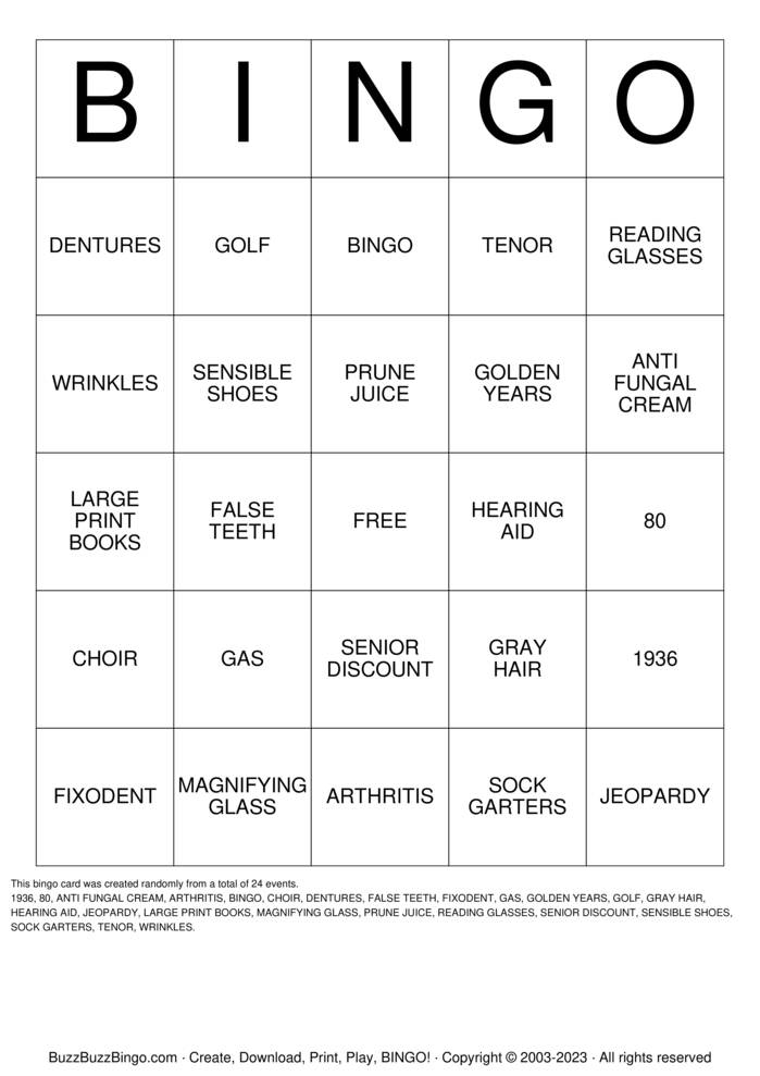 Download Free Happy 80th Birthday!! Bingo Cards