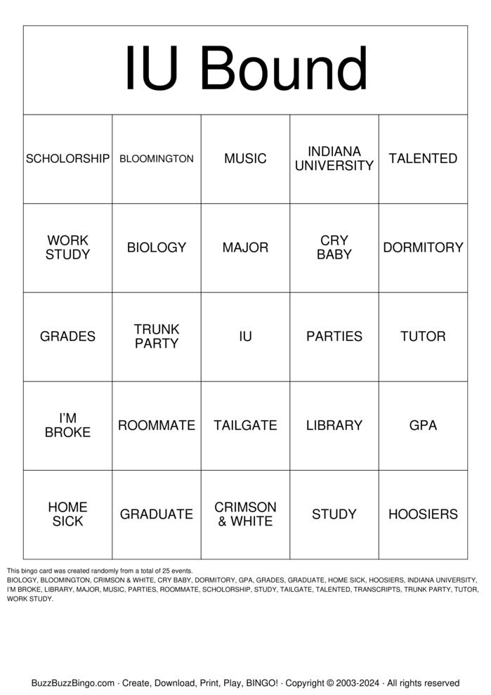 Download Free Kyndall?s Trunk Party Bingo Bingo Cards