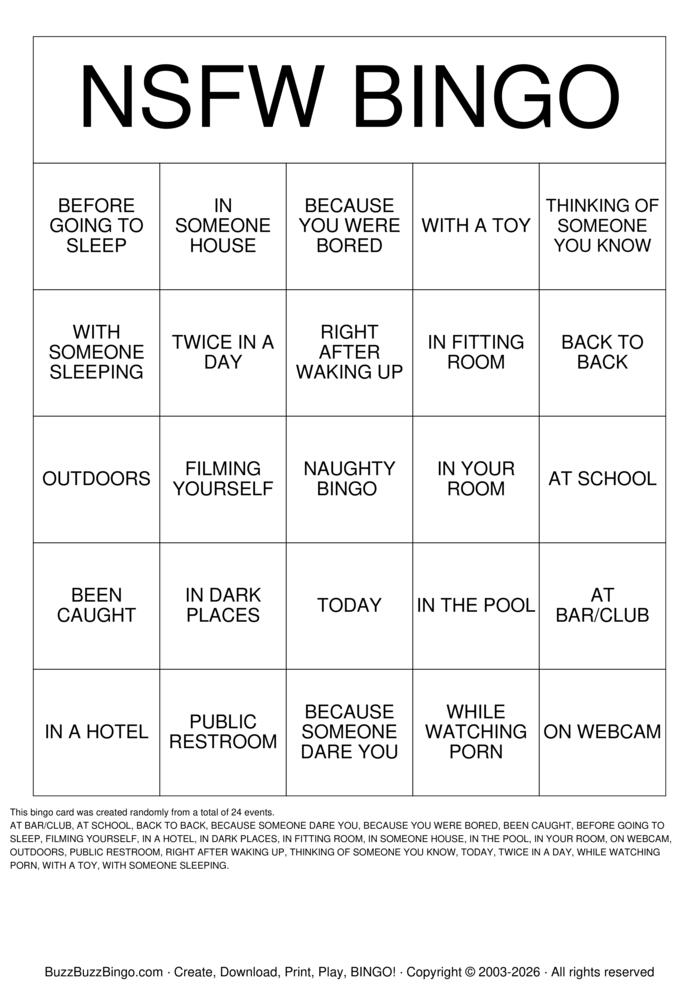 Download Free MASTURBATE Bingo Cards