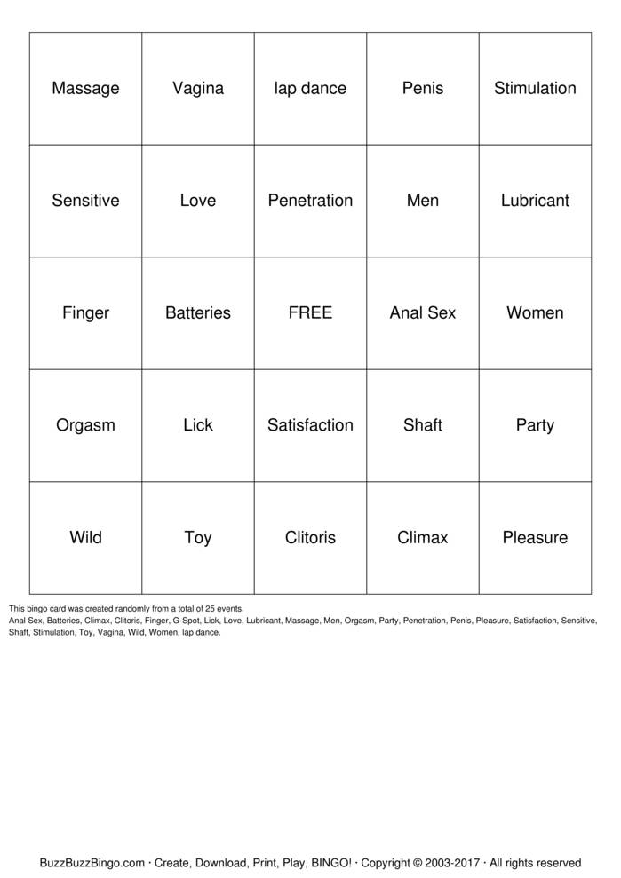 Download Free Pleasure Bingo Bingo Cards