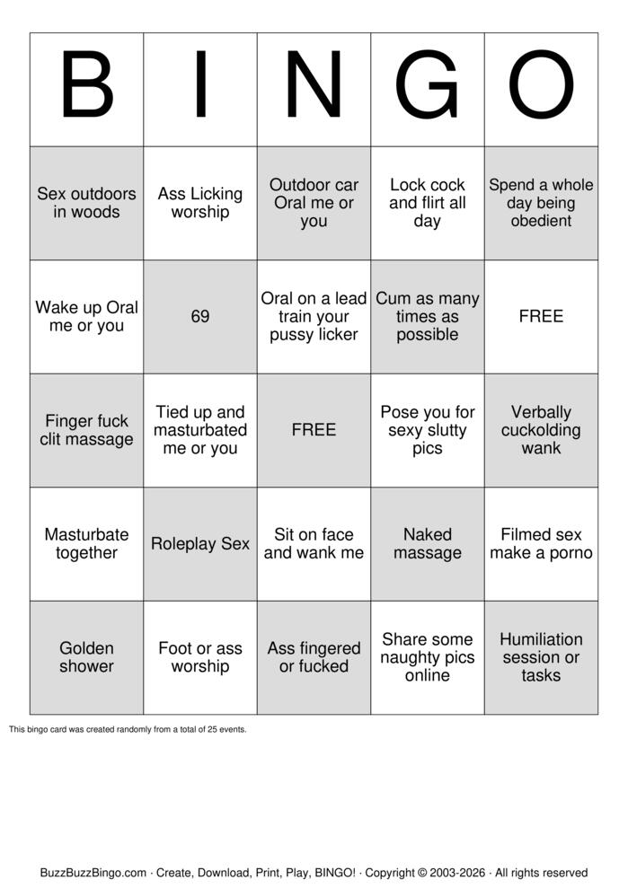 Download Free SLUTTY BINGO Bingo Cards Download Free SLUTTY BINGO Bingo Cards