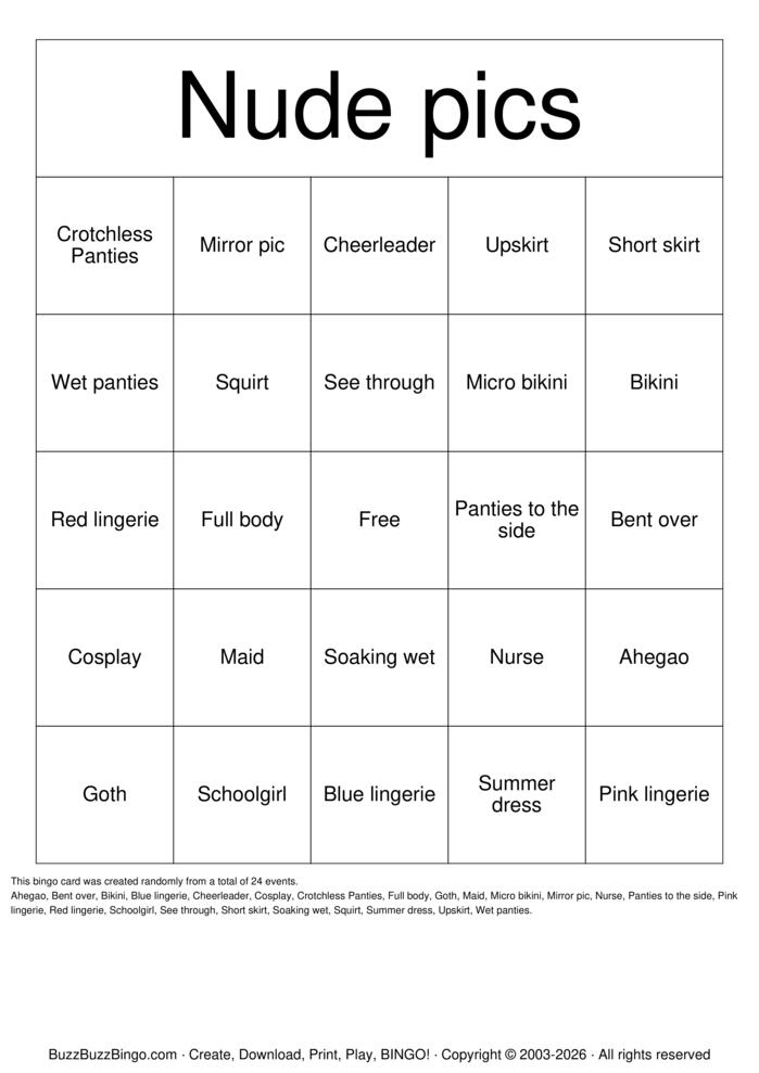 Download Free Sexy Bingo Cards