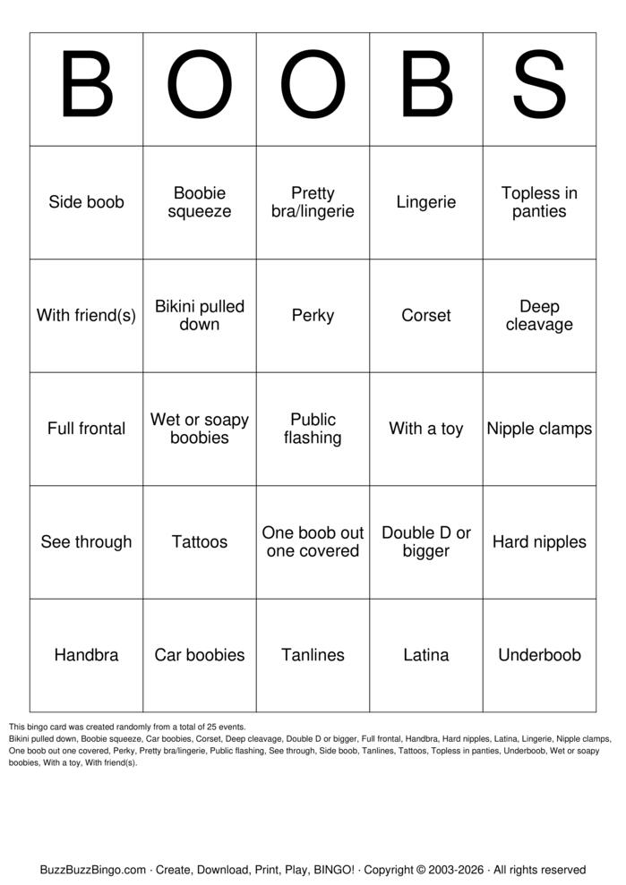 Download Free Boobs Bingo Cards Download Free Boobs Bingo Cards