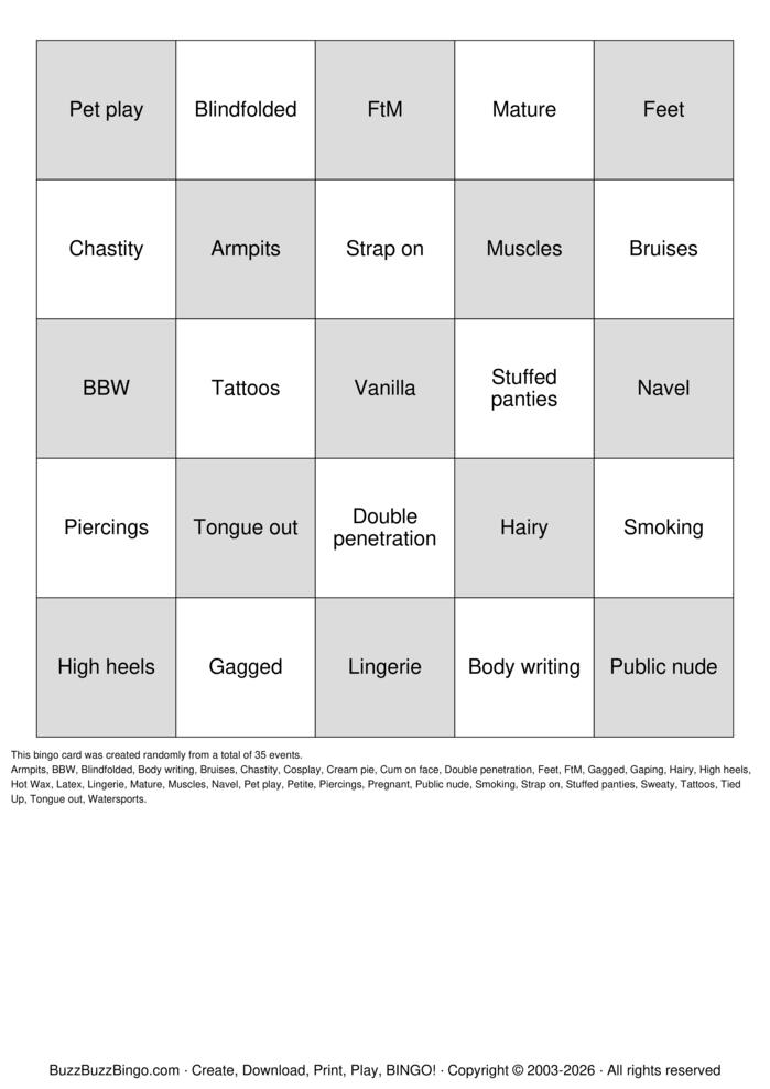 Download Free Fetish Bingo Bingo Cards Download Free Fetish Bingo Bingo Cards
