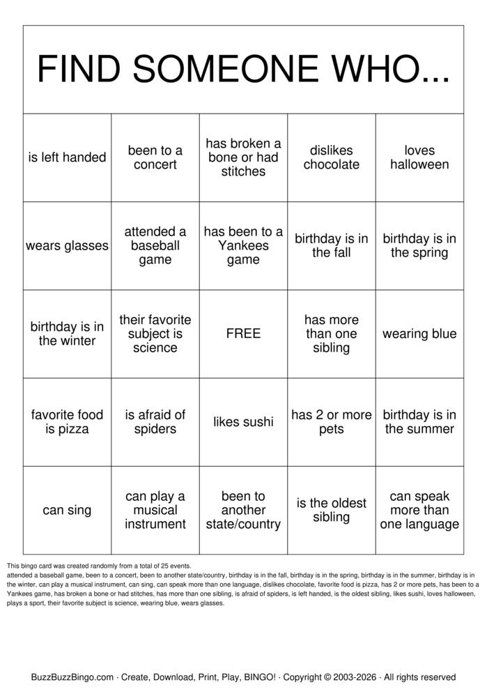 Download Free Getting to Know You! Bingo Cards Download Free Getting to Know You! Bingo Cards