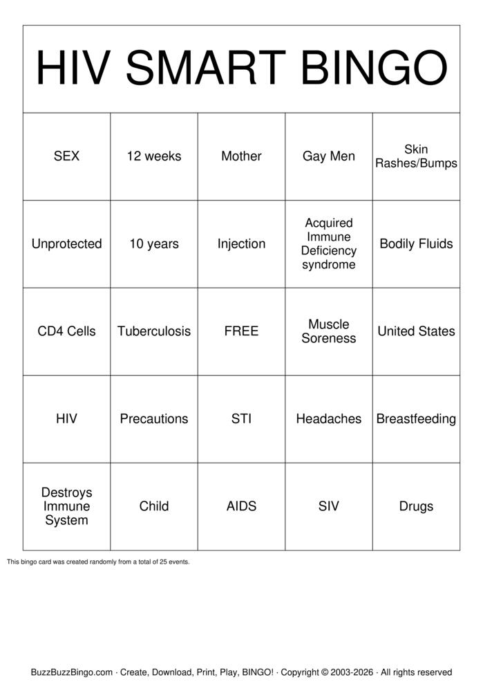 Download Free HIV Bingo Cards Download Free HIV Bingo Cards