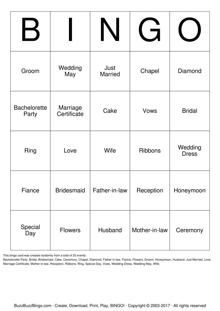 Download Free Katy's Brial Shower Bingo Cards Download Free Katy's Brial Shower Bingo Cards