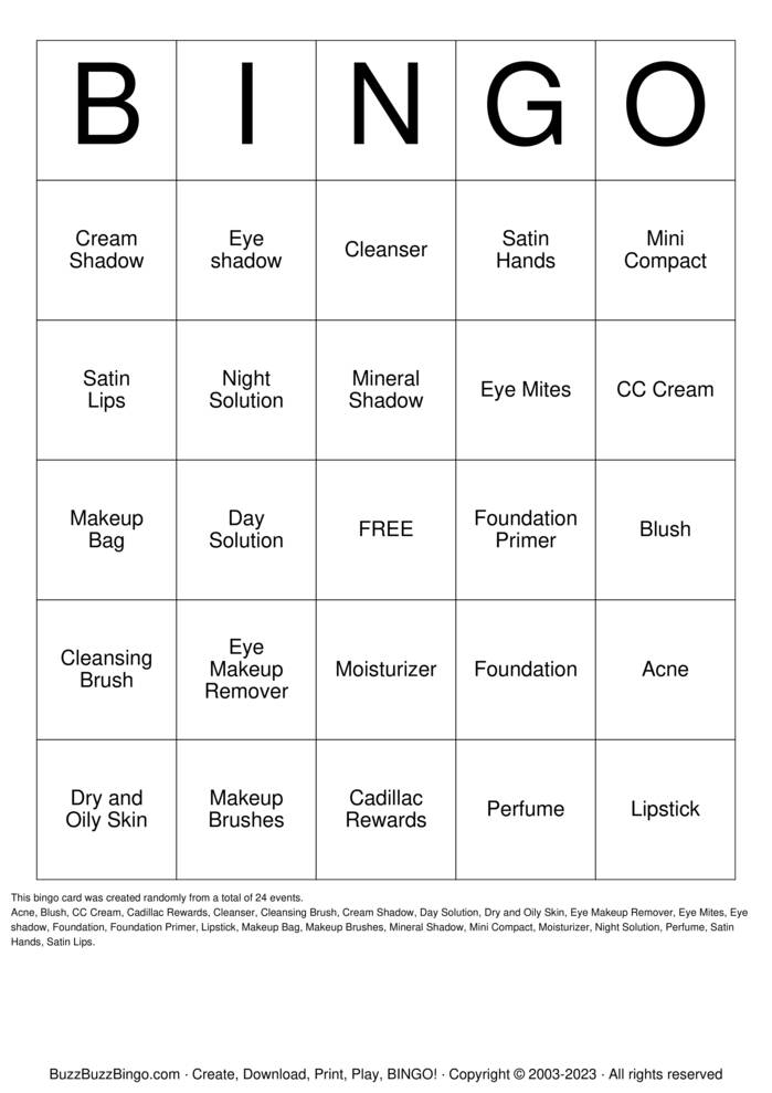 Download Free Mary Kay Bingo Bingo Cards Download Free Mary Kay Bingo Bingo Cards