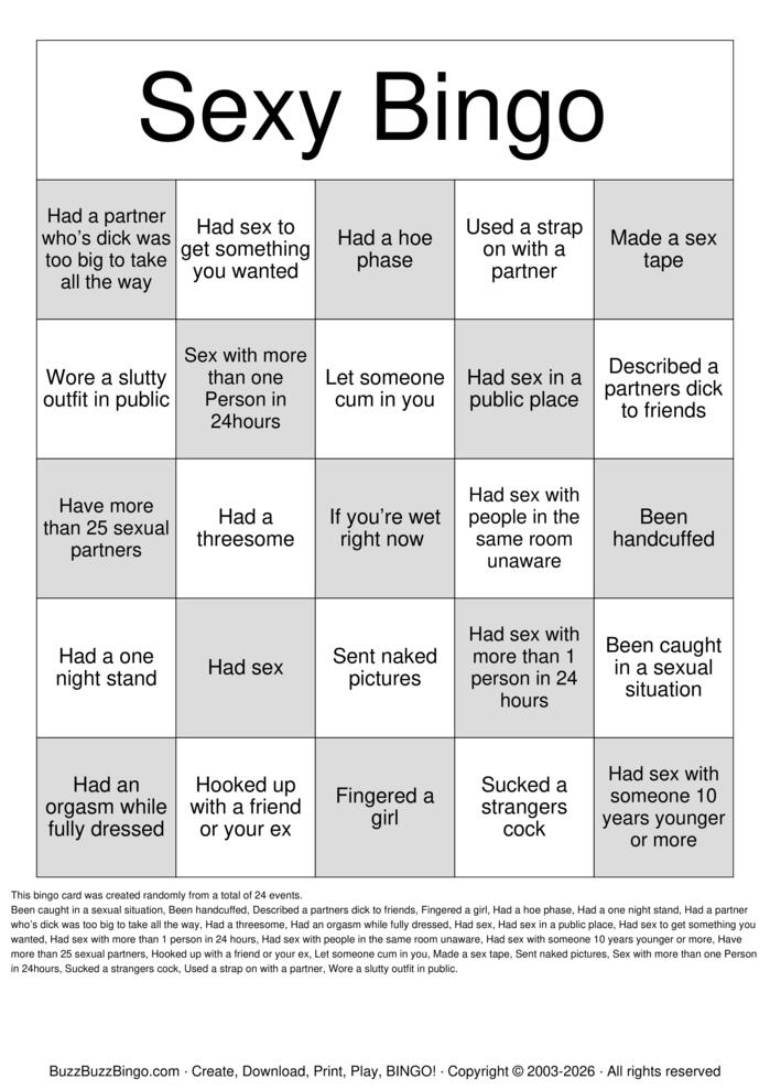 Download Free Sexy Bingo Bingo Cards