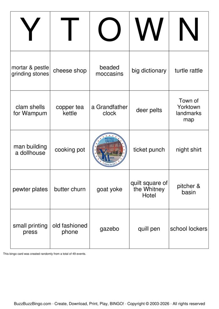 Download Free YTown Adult 2 Bingo Cards