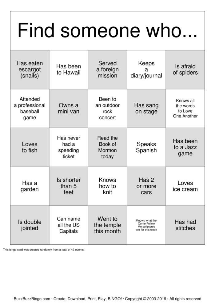Your Name Bingo Cards to Download, Print and Customize!