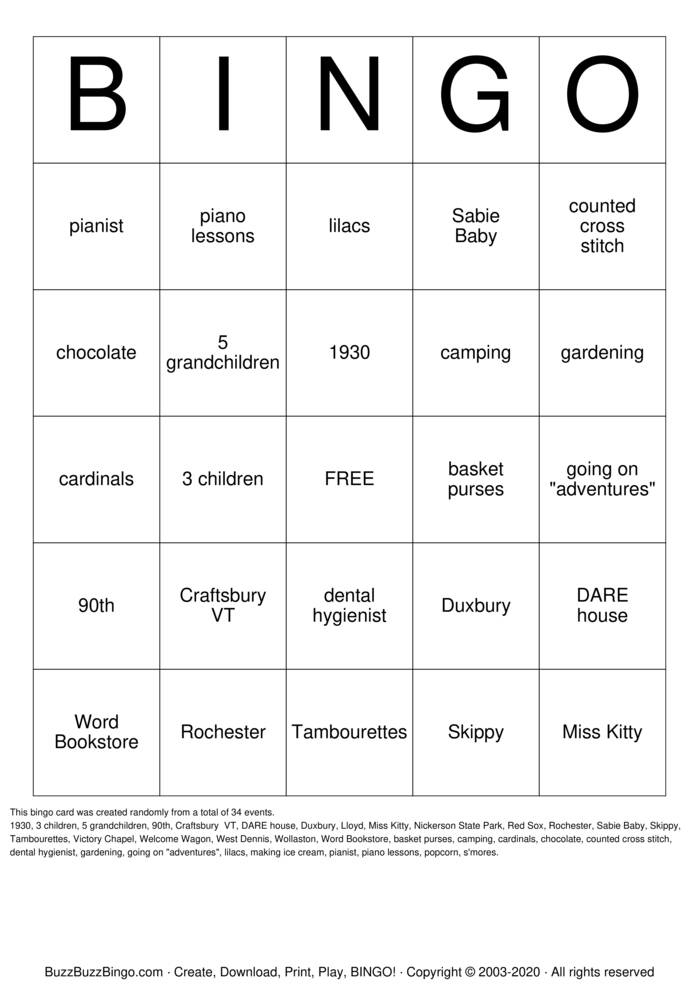 90th Birthday Party Bingo Cards to Download, Print and Customize!