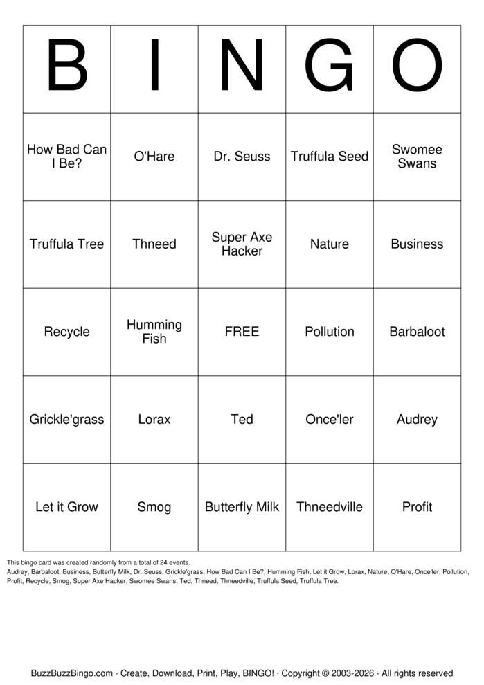 Download Free Custom Bingo Cards