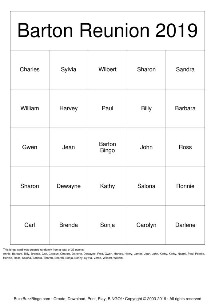 Family Reunion 2019 Bingo Cards to Download, Print and Customize!