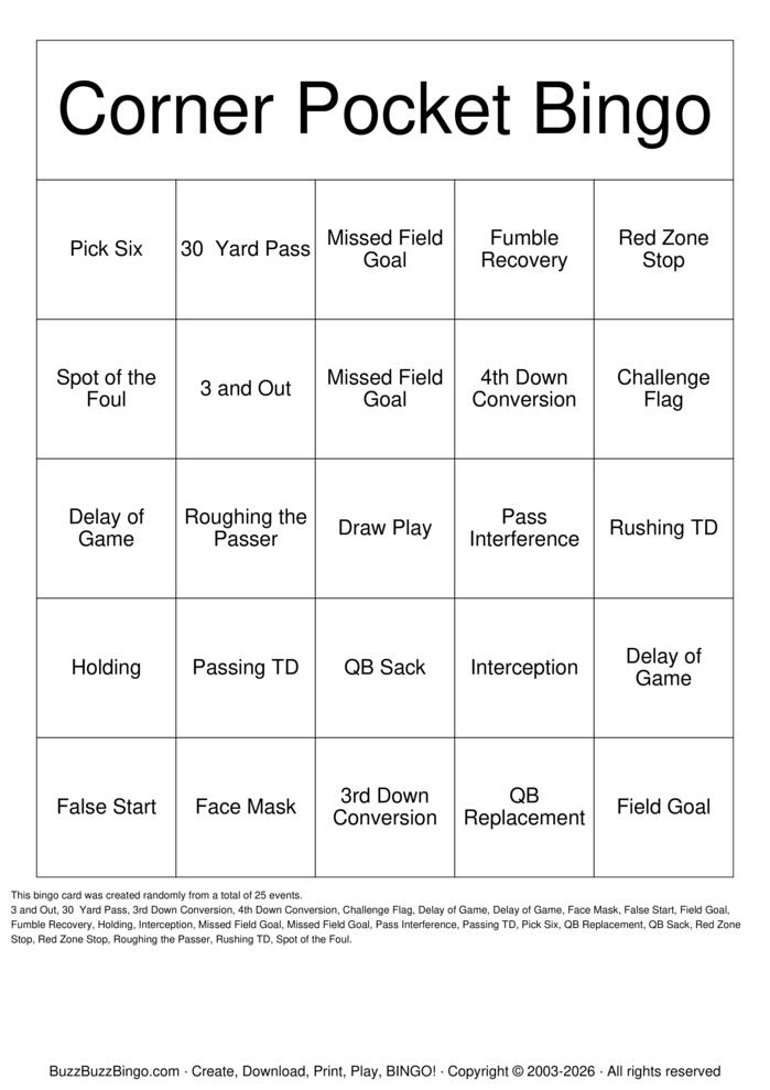 Download Free Football Bingo Cards Download Free Football Bingo Cards