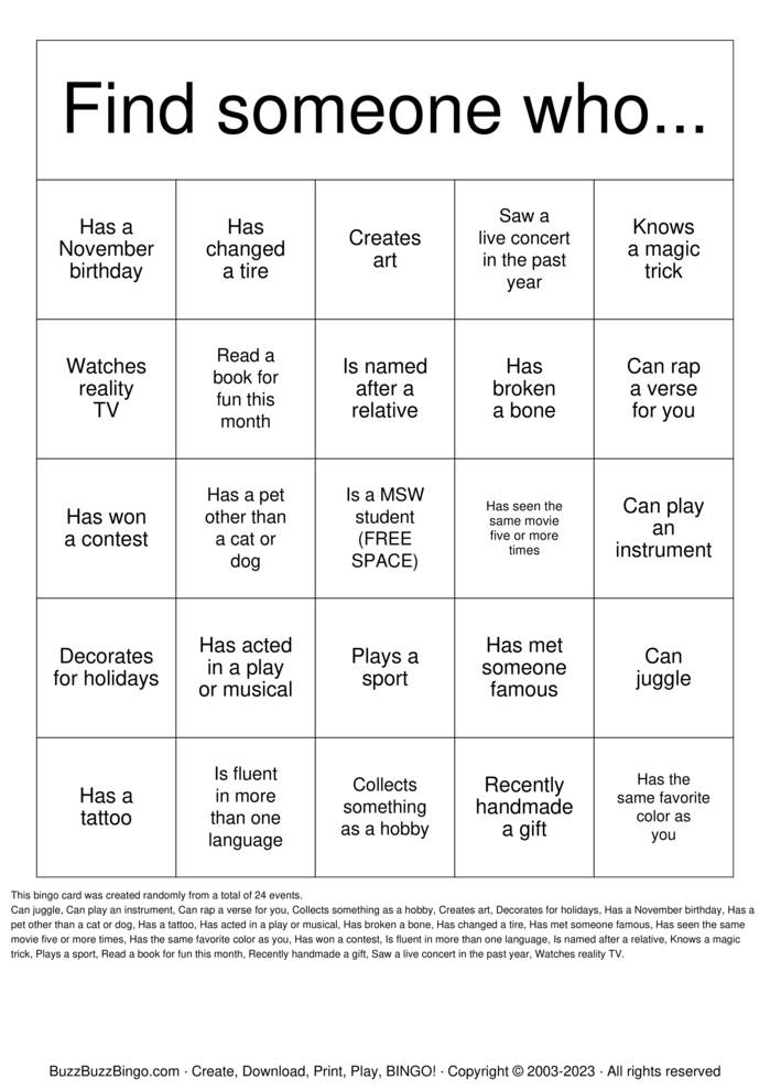 ICEBREAKER BINGO Bingo Cards to Download, Print and Customize!
