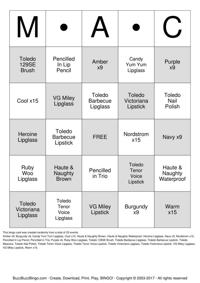 Name____________ Bingo Cards to Download, Print and Customize!