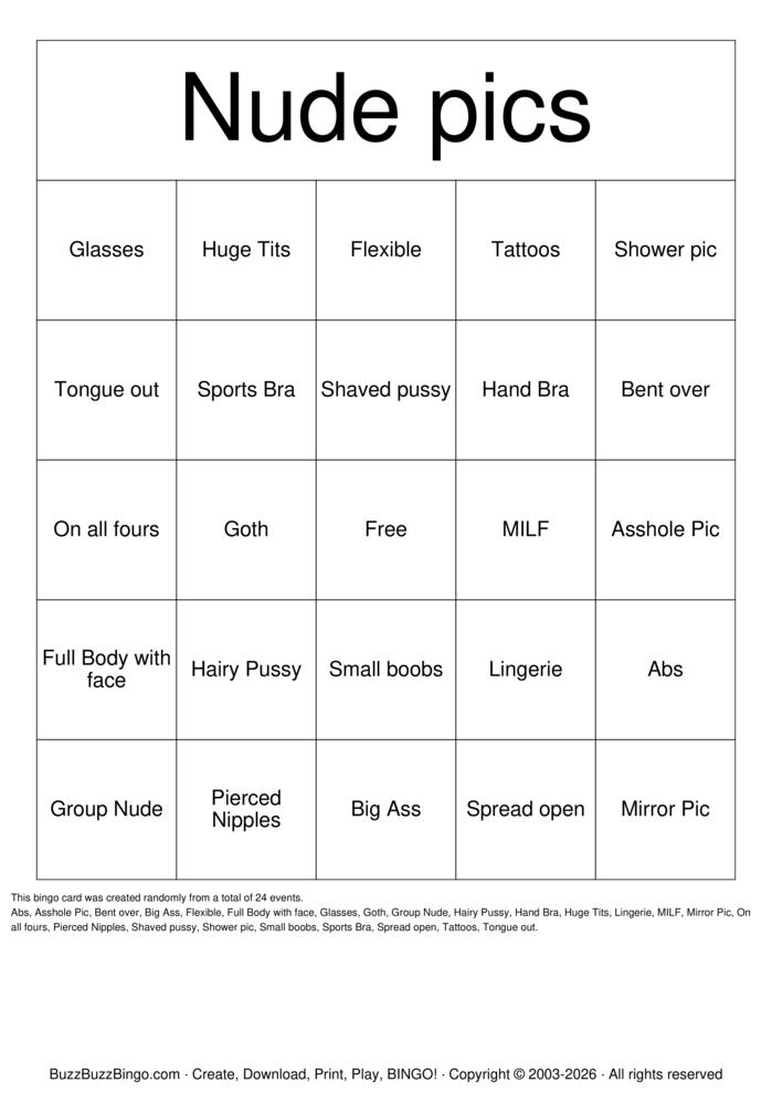 Download Free Nude Bingo Bingo Cards