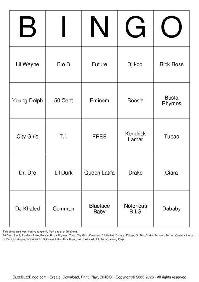 Download Free Trap Bingo Cards Download Free Trap Bingo Cards