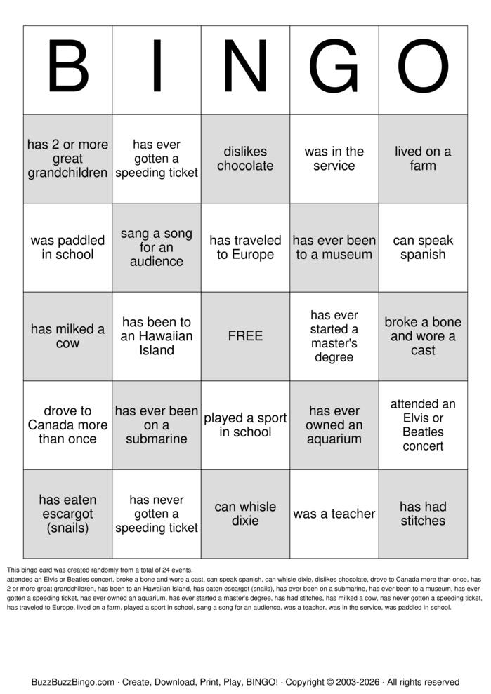 Download Free 65th Class Reunion Bingo Cards