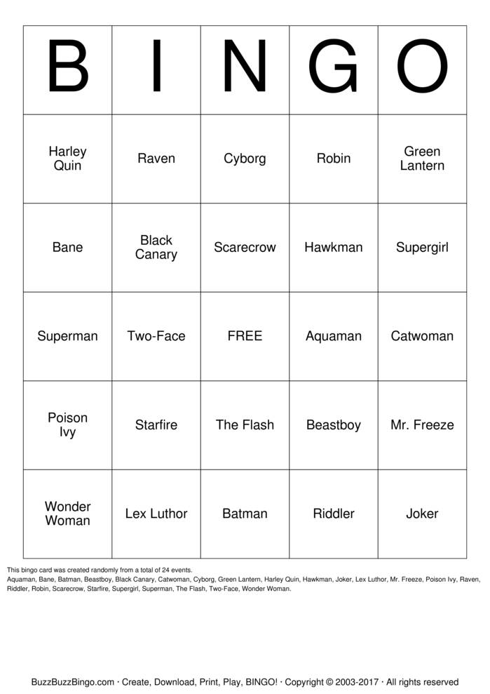 Batman Bingo Cards to Download, Print and Customize!