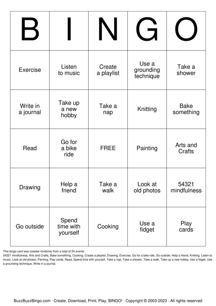 Coping Skills Bingo Cards to Download, Print and Customize!