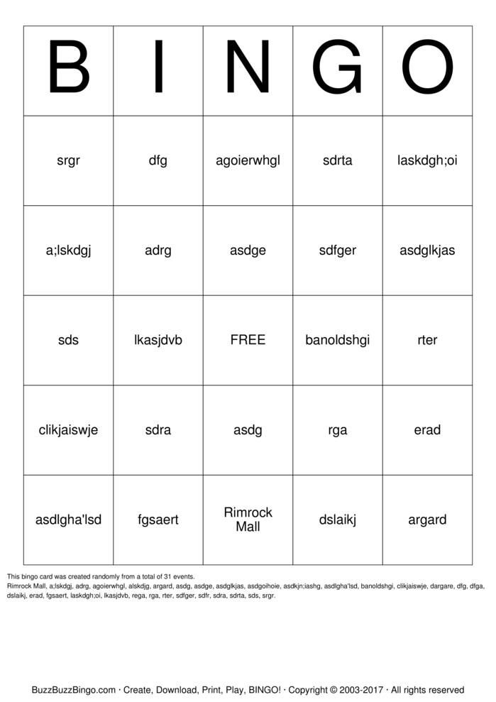 Download Free Shopping! Bingo Cards Download Free Shopping! Bingo Cards