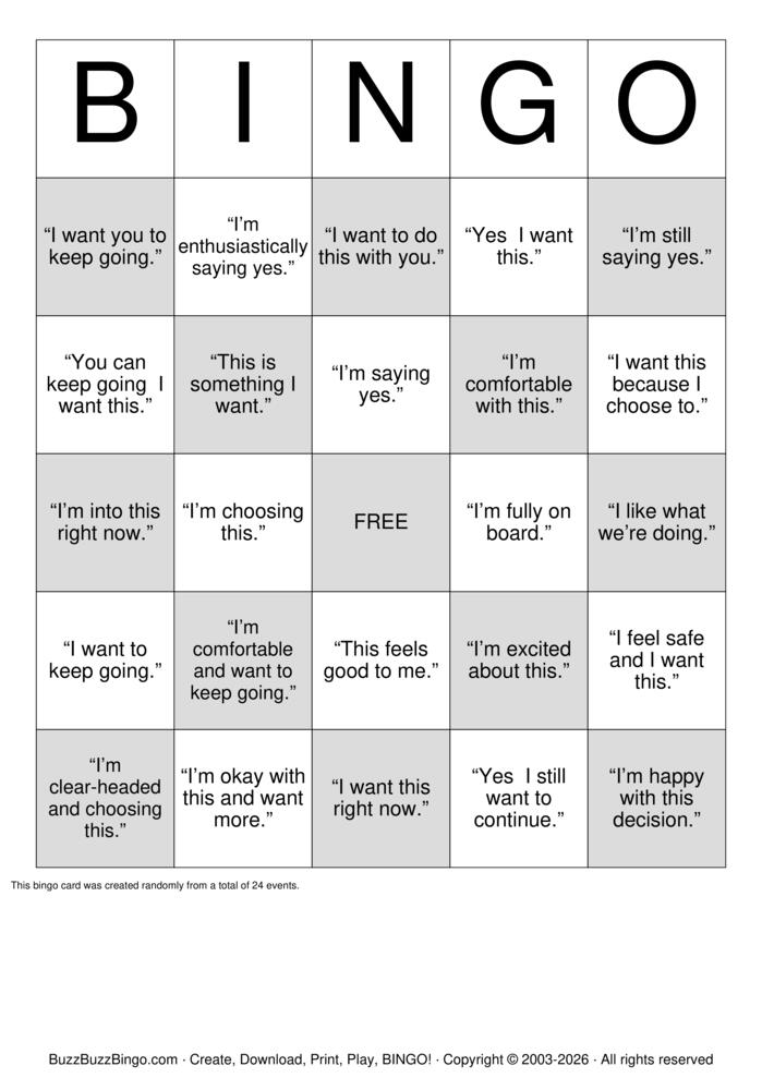 Download Free Consent saying no Bingo Bingo Cards