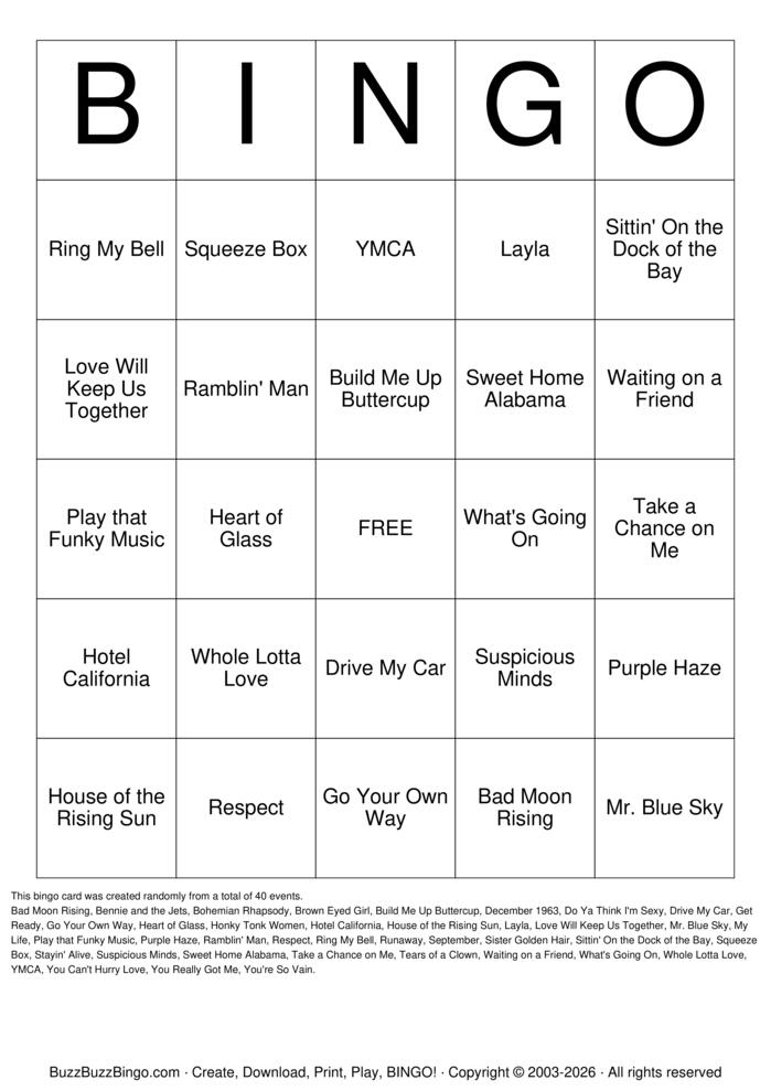 Download Free Custom Bingo Cards