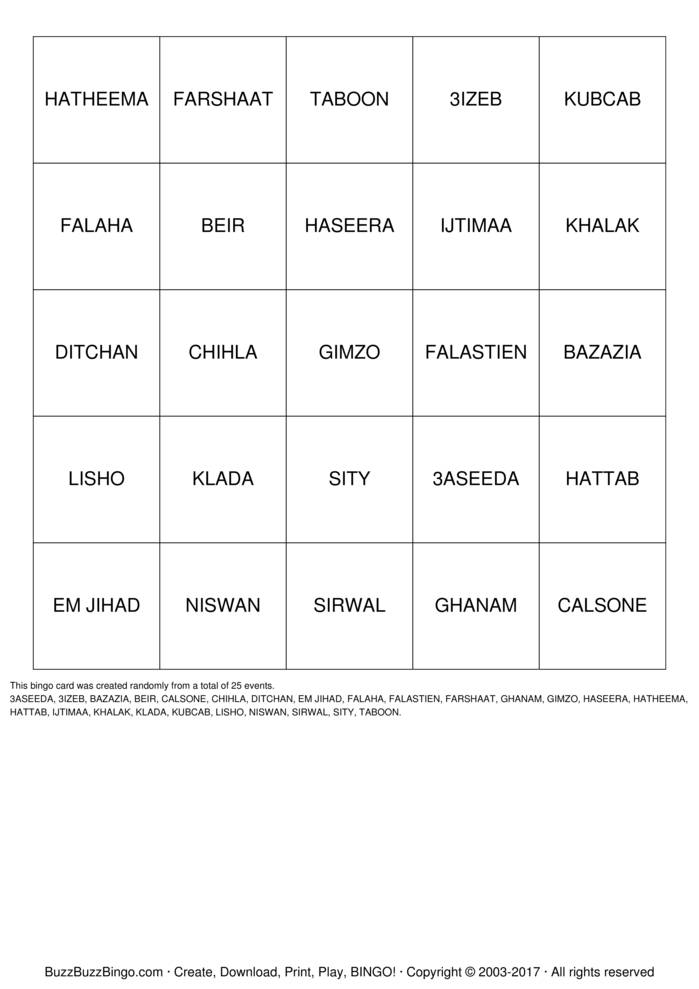 Download Free Custom Bingo Cards