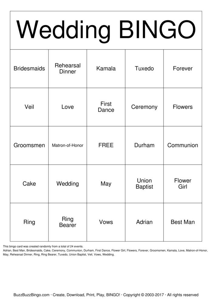 Download Free Kamala & Adrian's Bingo Cards Download Free Kamala & Adrian's Bingo Cards