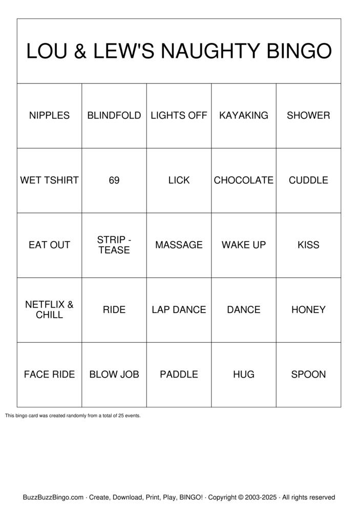 Download Free LOU & LEW'S NAUGHTY BINGO Bingo Cards