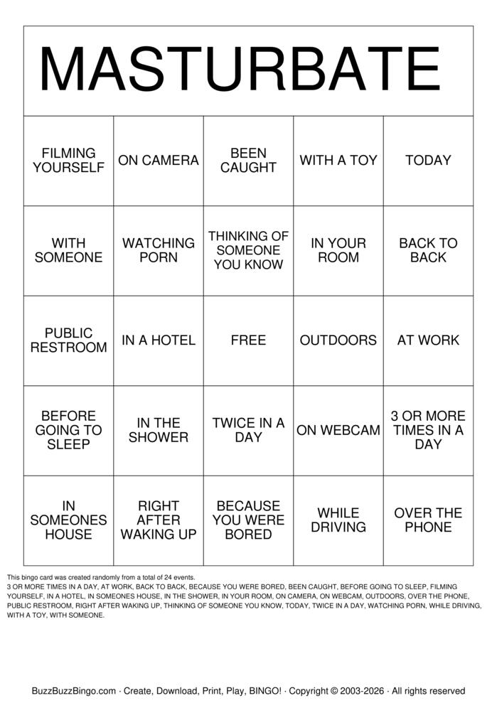 Download Free MASTURBATE Bingo Cards Download Free MASTURBATE Bingo Cards