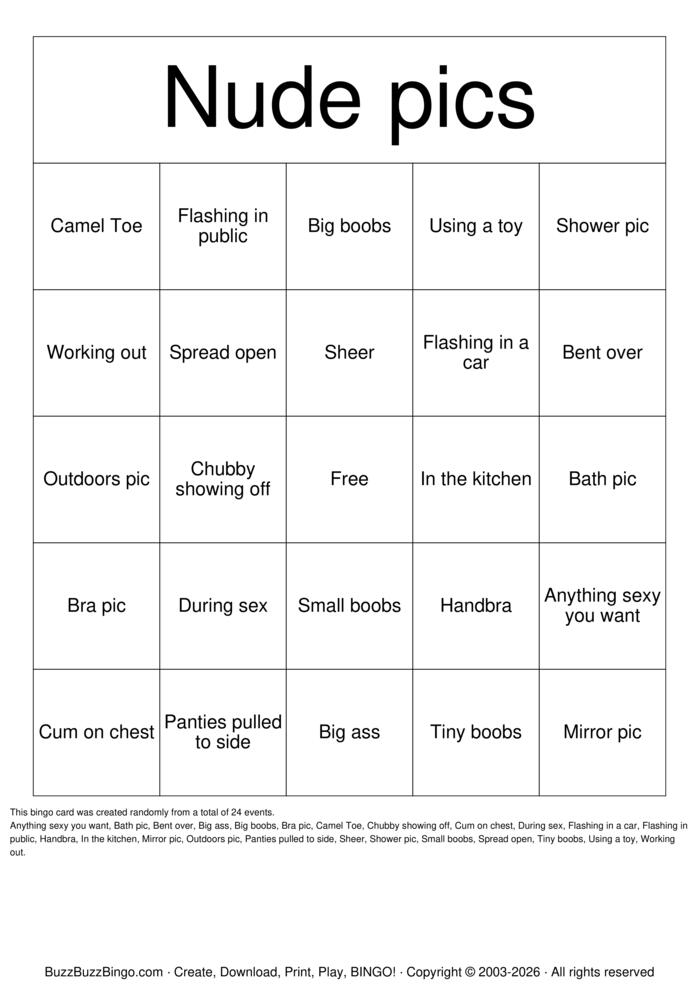 Download Free Nude Bingo Bingo Cards