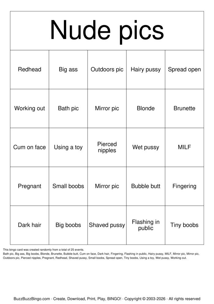 Download Free Nude Bingo Bingo Cards