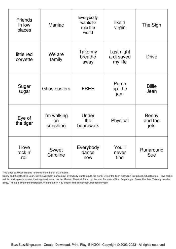 Download Free WOODYS SINGO Bingo Cards