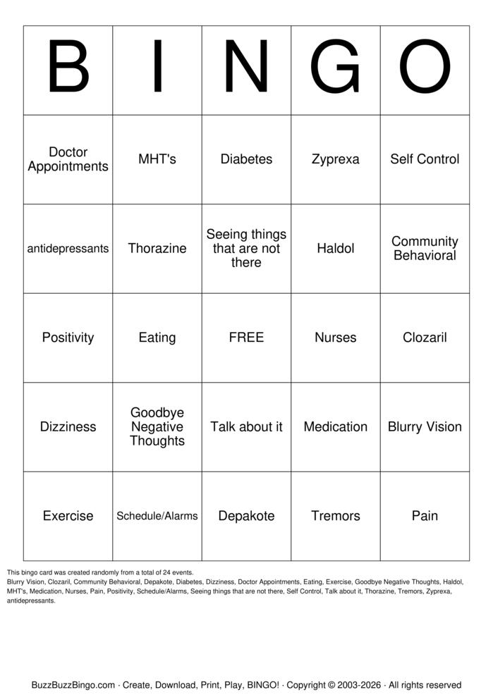 Download Free psychotropic Medication Bingo Cards