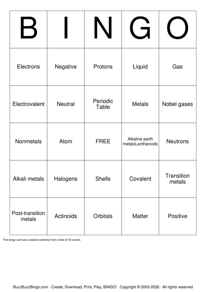 Download Free Atomic Bingo Bingo Cards Download Free Atomic Bingo Bingo Cards