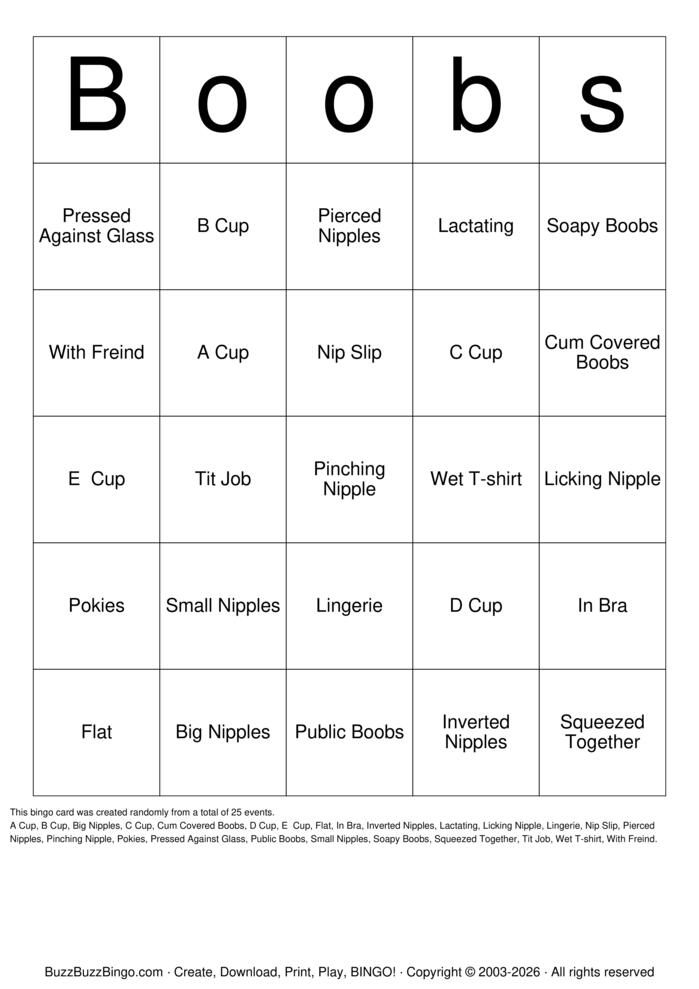 Download Free Boobs Bingo Cards Download Free Boobs Bingo Cards